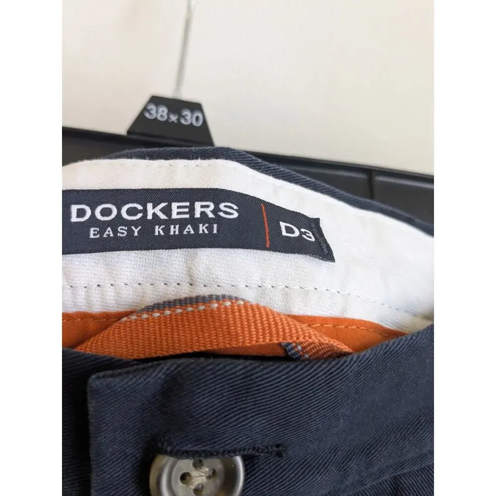 Dockers D3 Men's Pants Easy Khaki Flat Front Navy Blue Size 36x30